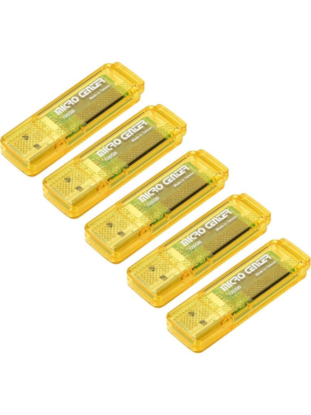 128GB USB 3.0 Flash Drive - SuperSpeed Thumb Drive Pack of 5 - Yellow Storage